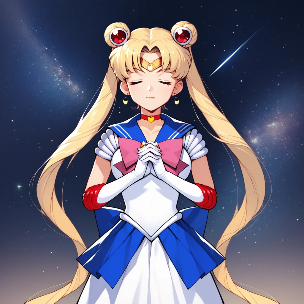 score_9,score_8_up,score_7_up,score_6_up,source_anime,rating_questionable,solo, eyes closed, hands clasped, prayer, sailor moon, usagi sailor moon, <lora:Starry_Skies:0.8> starryskies,space, star (sky), starry sky,, zPDXL2,