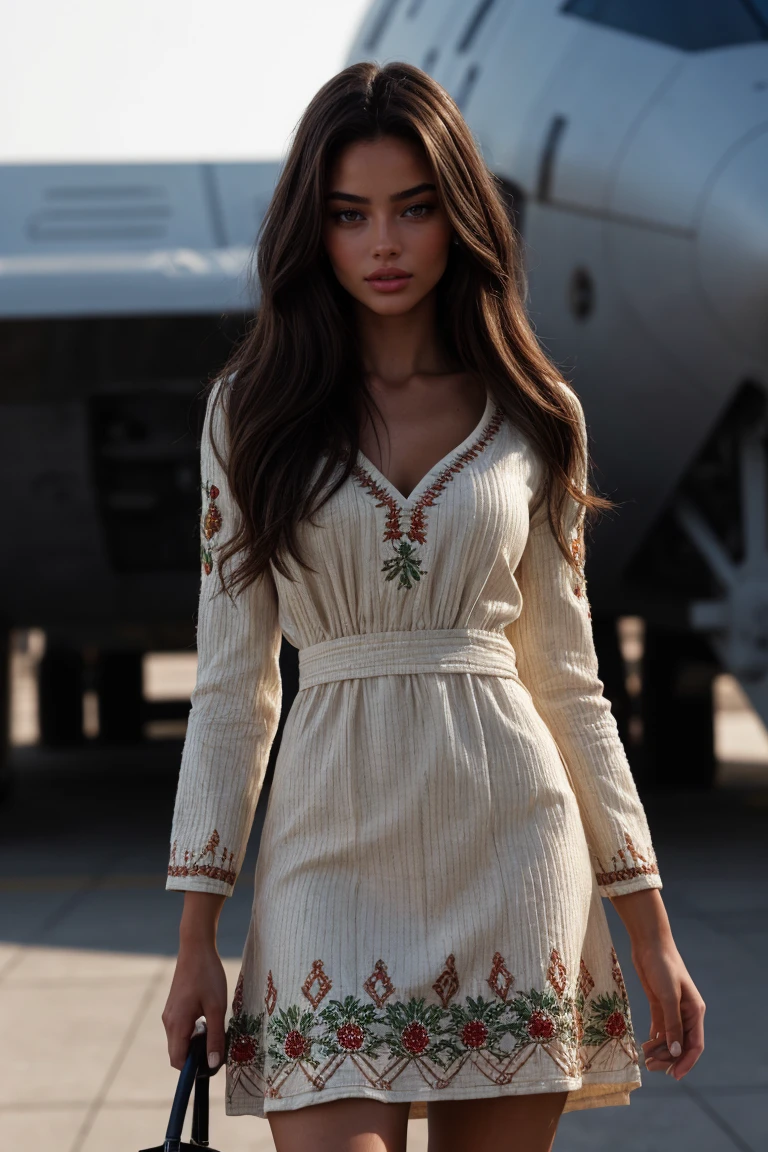 (Cinematic Shot:1.3)(tilt-shift shot:1.3) Tower13_Michelle (smile:1.3) (skinny, slim, slender, narrow waist:1.3)BREAK (Wearing Brown ribbed cotton Boho-inspired embroidered dress:1.3) BREAK (At a Space Ship , in Milano:1.3) ((Photo Focus, DOF, Aperture, insanely detailed and intricate, character, hypermaximalist, hyper realistic, super detailed, (lens flare)))<lora:exposure_control_v10:-0.35> <lora:more_details:0.3>
