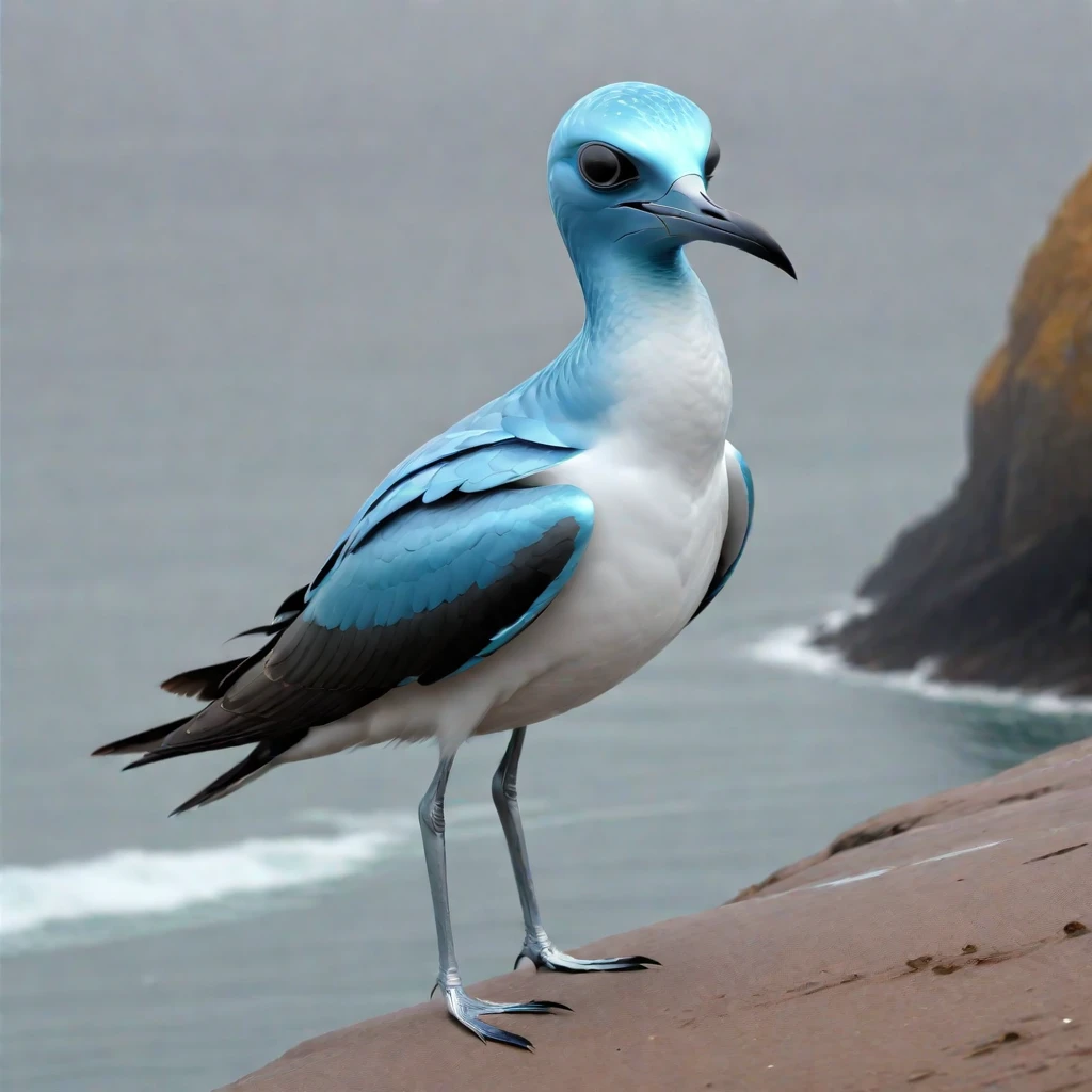 <lora:artfullyBIRDY_SDXL_V1:1>, bird, alien planet, unique species, sea bird, coastal waters