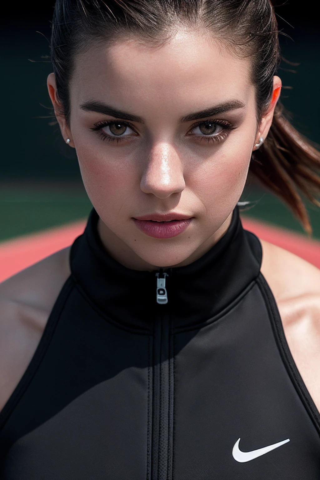 AdelaideK_SoloTI_v1,
(A sporty ensemble reflecting the spirit of an athletic champion, featuring a sleek performance jacket, moisture-wicking leggings, and supportive sneakers:1.1), ((On the vibrant sports field, the determined athlete leaps and sprints, their focus unwavering,With a powerful stride and an unwavering drive, they embody the essence of a sports champion, pushing boundaries and achieving greatness through their disciplined and relentless pursuit of excellence:1.2)), (seductive), photorealistic, masterpiece, high quality, artistic, unique, award winning photograph, professional, 8k, RAW photo, best quality,flattering, (cinematic:1.3) shallow DOF, depth of field,sharp focus,, PA7_Portrait-MCU,