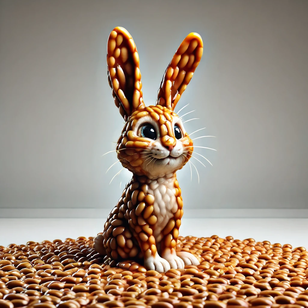 A rabbit made completely out of beans., beans, animal, grass, bunny<lora:beans:1>