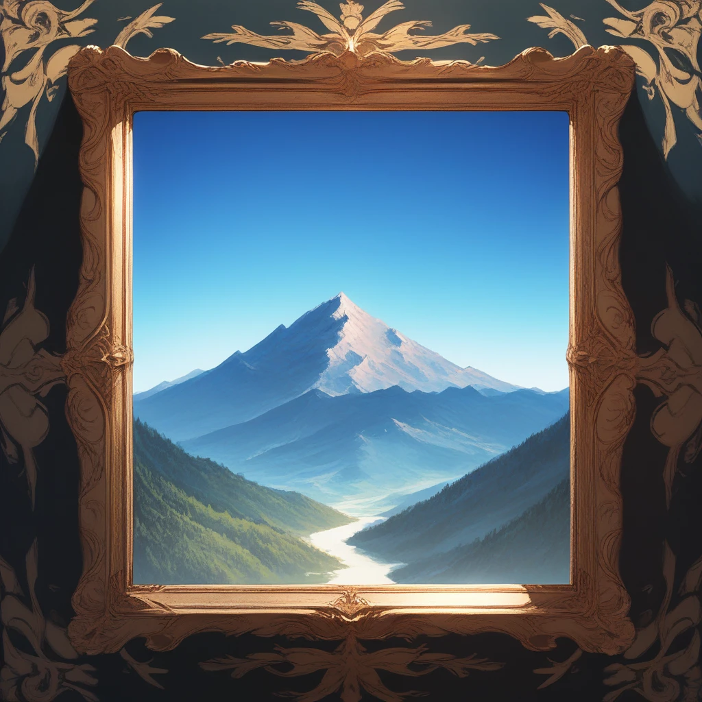 score_9,score_8_up,score_7_up,score_6_up,source_anime,rating_questionable, no human, <lora:Portrait_Frame:0.8> portraitframe, rectangleframe,scenery, mountain range, zPDXL2,