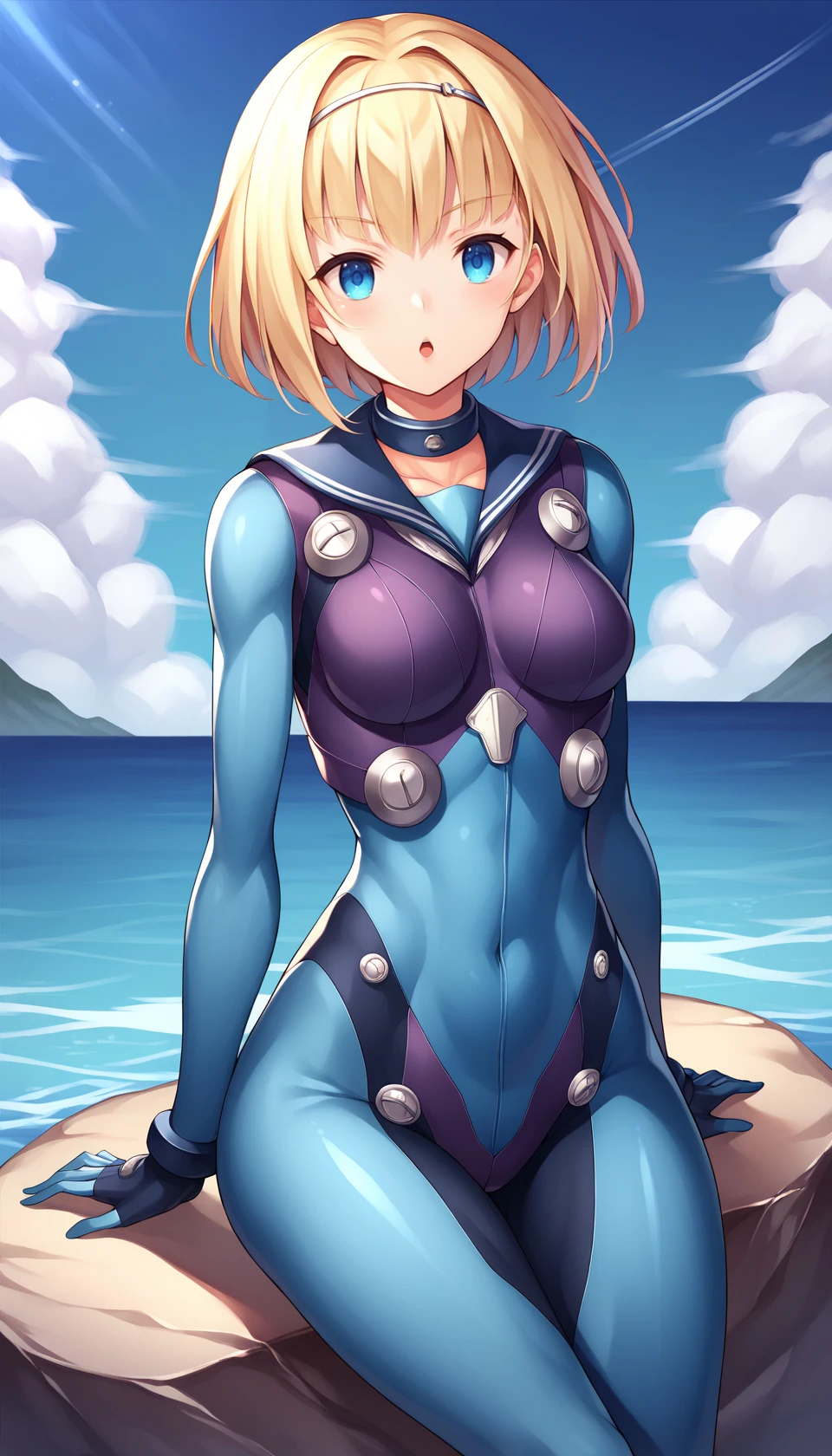 score_9, score_8_up, score_7_up, BREAK
1girl, MilindaBrantini, blonde hair, blue eyes, wide hips, 
bodysuit, ailor collar, 
looking at side, arms at sides, sitting on a rock, 
outdoors, ocean, sky, clouds, 
<lora:MilindaBrantini_Pony:1>