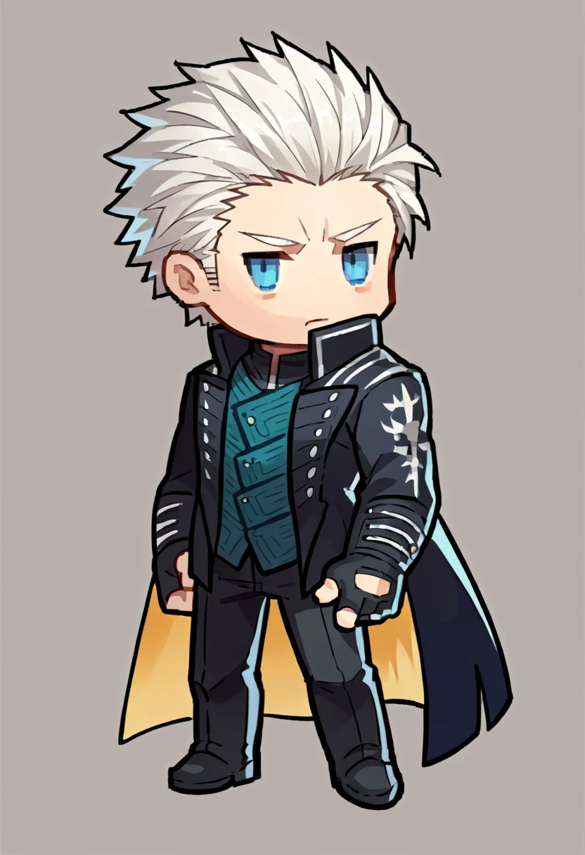 score_9, score_8_up, score_7_up, source_anime, BREAK, solo, 1boy, <lora:Feh-Sprites-pdxl_Fp:1>, simple background, chibi, full body, <lora:dmc5_vergil_ponyXL:1>, dmc5vergil, black coat, fingerless gloves, pants, white hair, blue eyes,