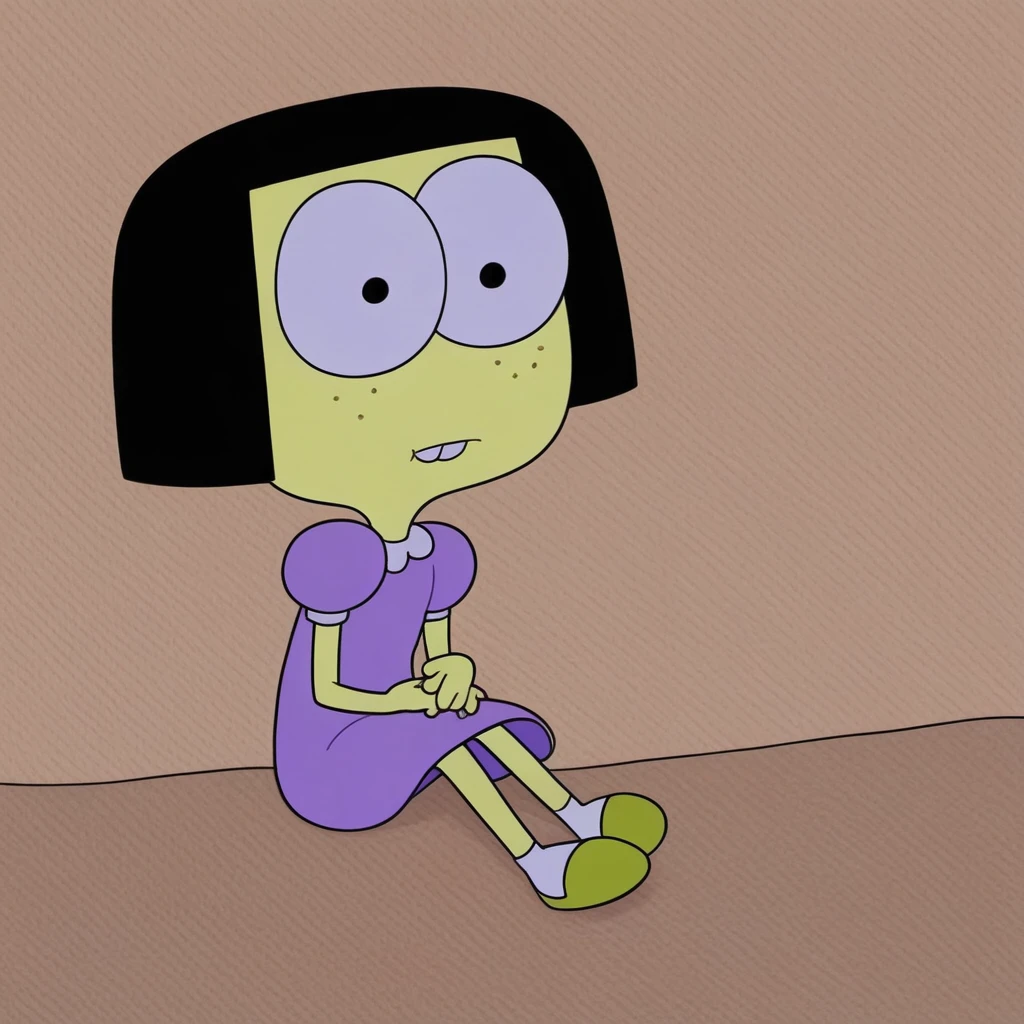 score_9, score_8, score_7, BREAK, 1girl, solo, lucy, black hair, (completely nude:1.2),
