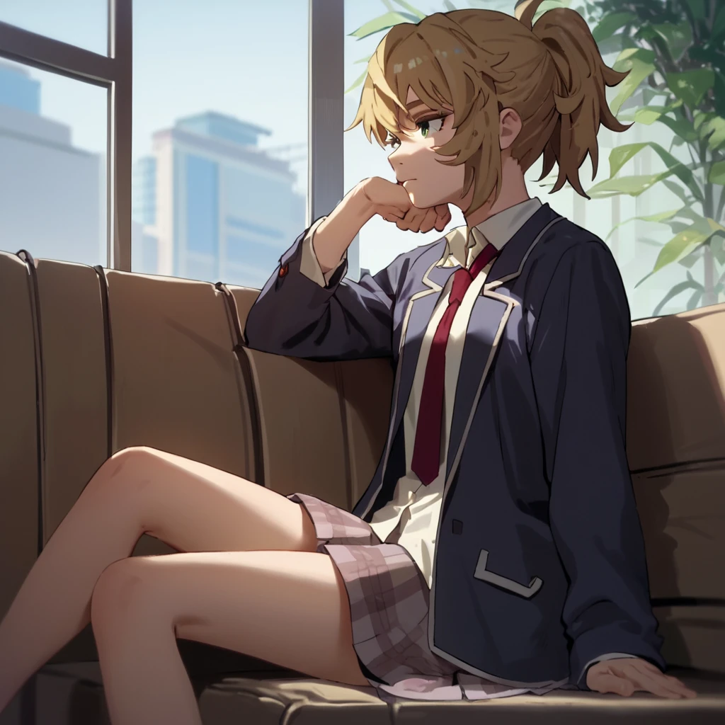 score_9, score_8_up, score_7_up, score_6_up, score_5_up, score_4_up, source_anime,  MayukoNISE, school uniform, sitting, relaxing