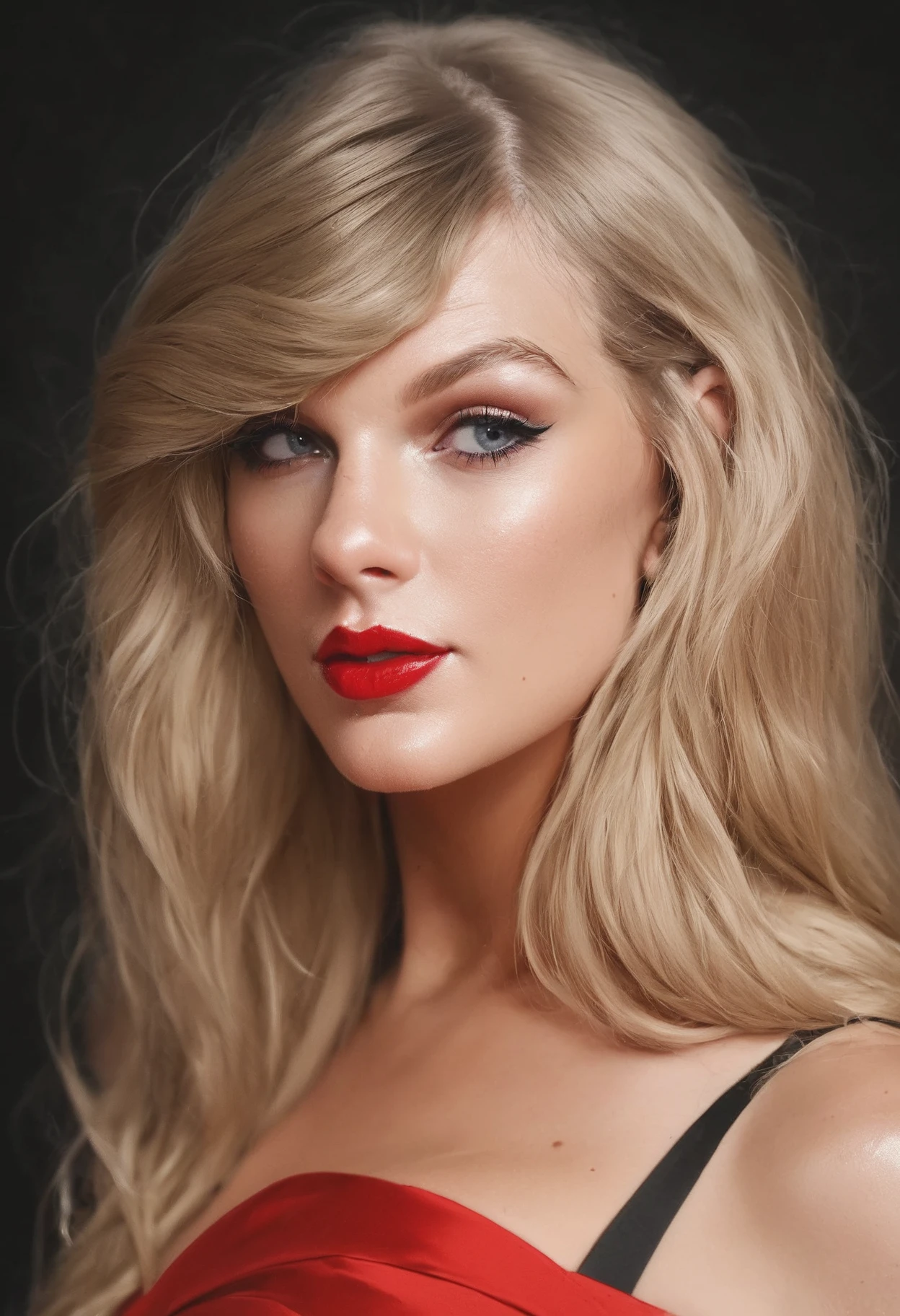 score_9, score_8_up, score_7_up, rating_safe,
tayswift, <lora:taySwiftPony:1.0>,long blonde hair, upper body, red dress, red lips
