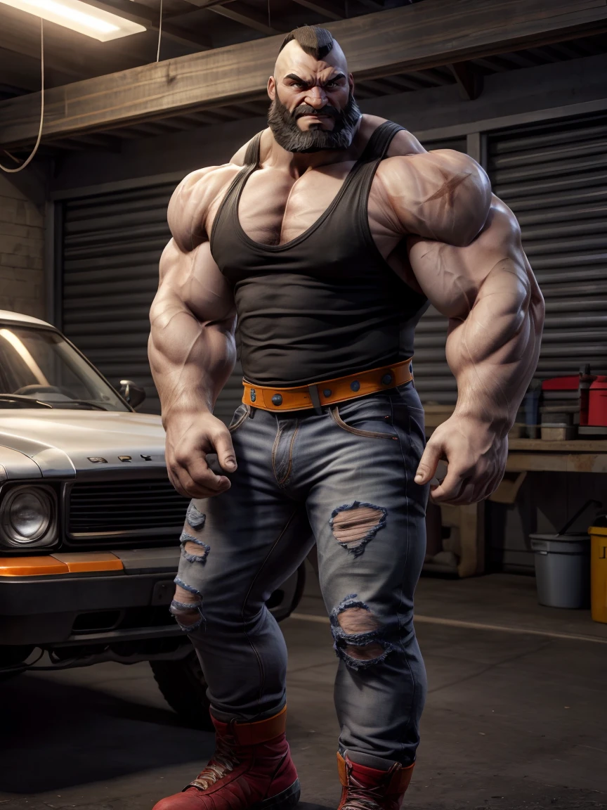 4k, high resolution, best quality, perfect colors, perfect shadows, posted on e621, (close up, portrait, upper body shot), furry body, solo, anthro brown bull, (monotone brown fur, anatomically correct bovine tail:1.3), male, (middle-aged, mature:1.2), (curved bovine horns), (short full grey beard:1.6), grey hair, (massive strongman, heavily muscular, beefy, veiny, buff, manly, masculine:1.4), correct anatomy, (photorealistic fur, detailed fur, epic, masterpiece:1.2), (by Taran Fiddler, by Chunie, by Rukis, Bonifasko lighting), detailed bull eyes,, (blue sports tank-top:1.3), (red shorts:1.4), ((arms crossed)), best posture, smile, spotlights, (bulge:0.5), smoky room backdrop