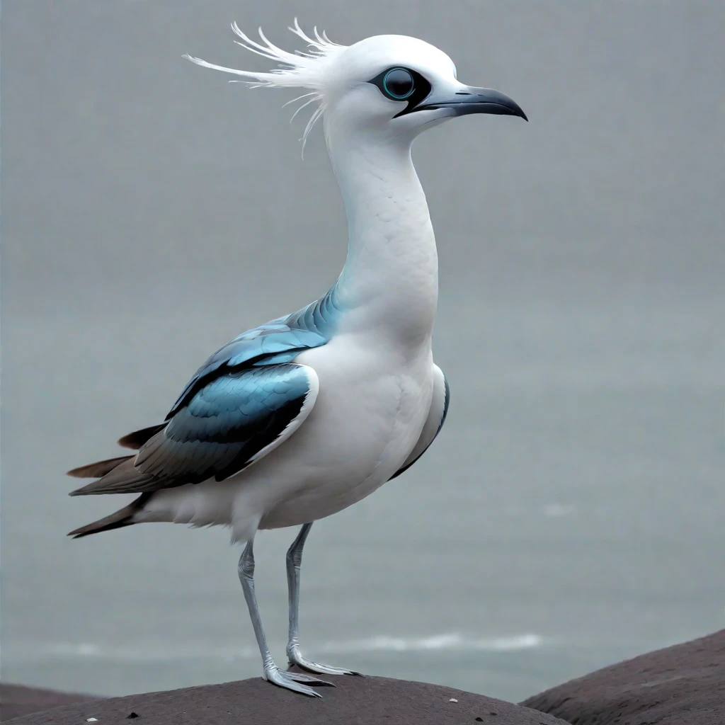 <lora:artfullyBIRDY_SDXL_V1:1>, bird, alien planet, unique species, sea bird, coastal waters