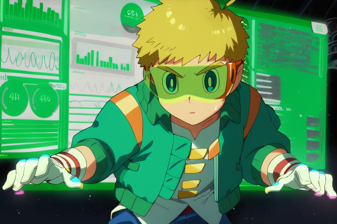 score_9,score_8_up,score_7_up,source_anime,1boy, male, solo, Flock,blonde hair, blue eyes, glasses,white gloves, holographic interface, smole, sweat_drop, battle_stance<lora:EMS-383141-EMS:1.000000>