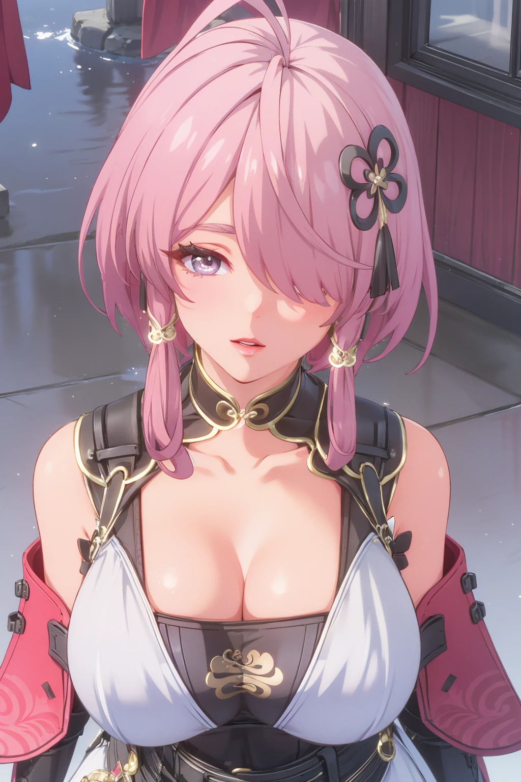 (真实感:1.4), (masterpiece, sidelighting, finely detailed beautiful eyes: 1.2), masterpiece*portrait, realistic, 3d face, glowing eyes, shiny hair, 有光泽的皮肤, solo, embarrassed, (midriff),