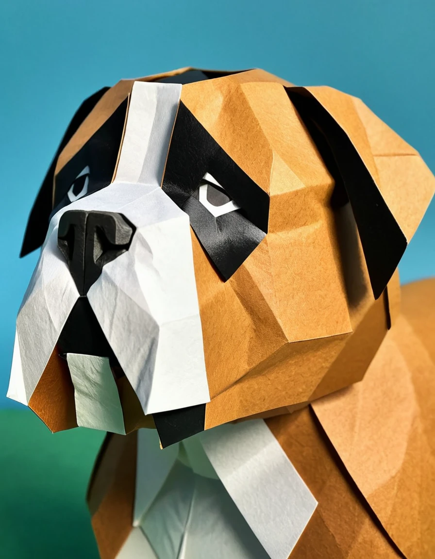 made out of ral-ppr, papercraft, paper, Saint Bernard, <lora:ral-ppr-sdxl:0.7>, positive emotional, professional fine composition, beautiful composition, dramatic, fertile, confident, extremely stylish, cinematic, beautiful