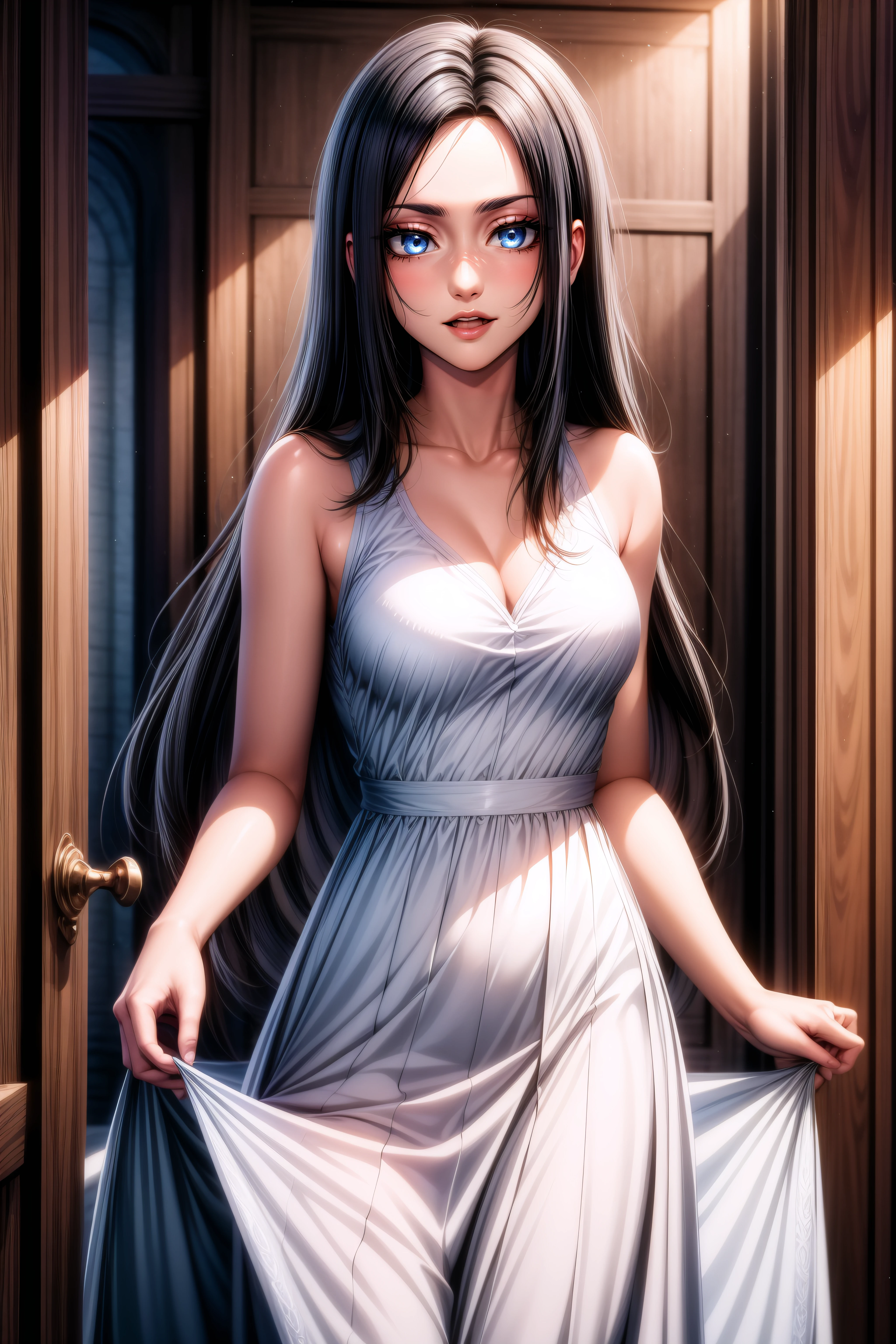 (masterpiece, best quality), <lora:Frieda Reiss-lora-Faxtron:0.8> frieda reiss, blue eyes, black hair, long hair, medium breasts, dress, 
<lora:add_detail:0.8>