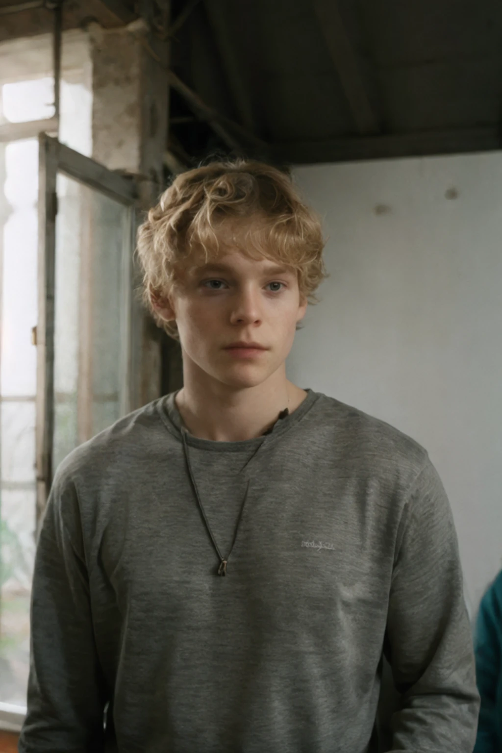 rasmuslucaslyng, a man face, blond a young man with a frizzy haircut stares into the camera, <lora:Rasmus:0.8> <lora:epiC35mm:1> <lora:epiCRealLife:1>