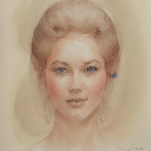 jlmorelle style, 1girl, woman, beautiful face, portrait, solo, focus on face,smile, watercolor, <lora:Jean-Louis_Morelle_style:1>