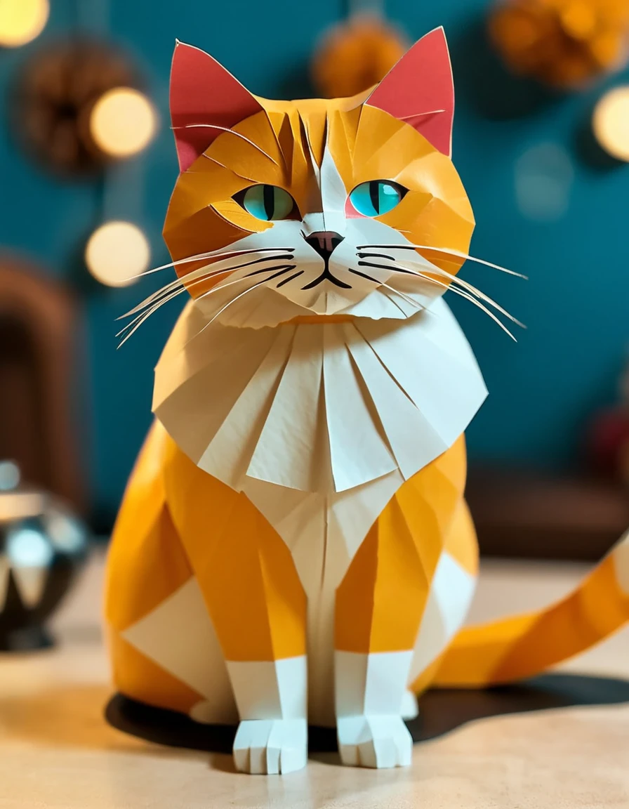 made out of ral-ppr, papercraft, paper, Ragdoll Cat, <lora:ral-ppr-sdxl:0.8>, warm light, polished, inspired, dynamic cinematic color, stunning detail, flowing, great composition, perfect background, cinematic, ambient light, highly detailed