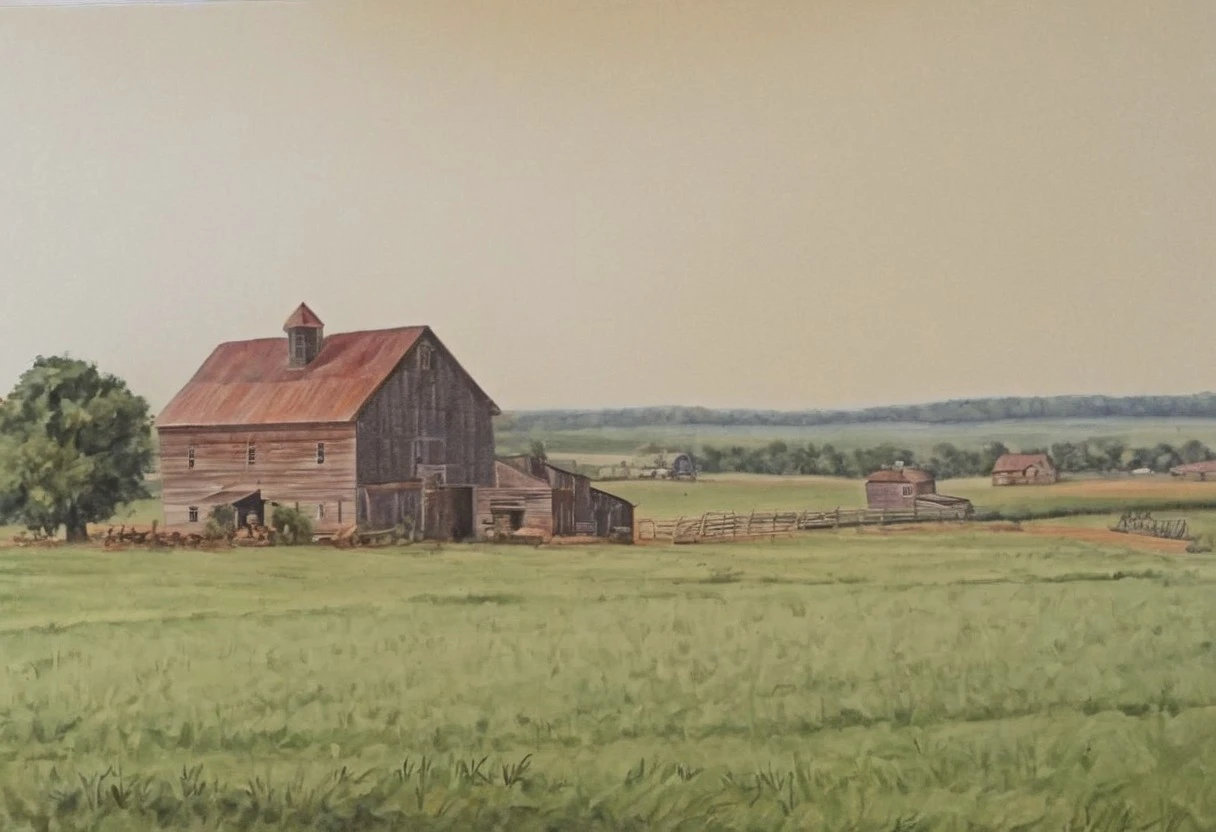 imcc style, farm landscape, peaceful,