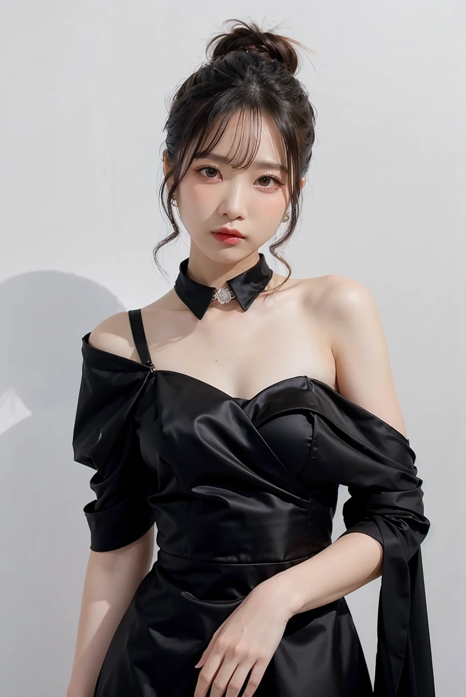 1girl, black  random formal attire, white background,    <lora:sleepypupe_zzz-02:1>