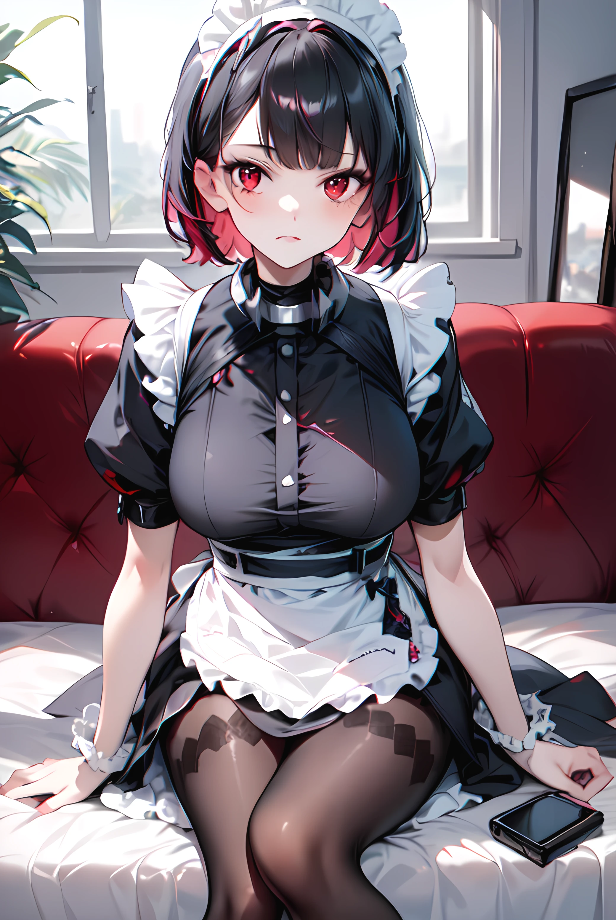 (masterpiece,Highest Resolution,4K High Resolution,Crisp image quality)(Service Maid costume,Shark Tail,Red eyes),(Man inserts his thick penis deep into her vagina for intense cowgirl sex:1.2)(Rub your own breasts),My heart is overflowing,(Condescending look),Close-up shot,Realistic,solo,One girl(Large Breasts)(masterpiece, Highest quality:1.2),Ellen Joe,Zenless Zone Zero,Alternative costume ,Maid, shark tail, (Shark Girl:0.5), short hair,Black Hair,Red eyes, tail, pantyhose,multicoloRedhead, Black footwear, Short sleeve, apron, Wrist cuff, Maidheaddress, stockings, Nyanchalen Joe, Black Hair, Redhead,Inner hair color, multicoloRedhead, (Red eyes:1.3), Redhead, short hair, Two-tone hair,apron, black pantyhose, Black Shirt, ear piercing,Realistic
