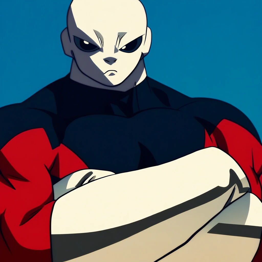 ((masterpiece, best quality)),(complex lighting),solo,1boy, full body, jiren,white gloves,bodysuit,muscular,bald <lora:Jiren_1:0.6>, light particles, dust particles, aura,