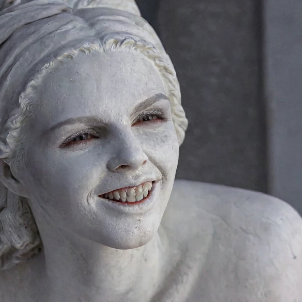 UHD, 4k, ultra detailed, cinematic, a photograph of  <lora:perfection style:0.3>
 <lora:sculpture v2:0.9>
Marble sculpture statue of a <lora:Bram Stoker Dracula style:1>
 Cold White Pale Skin Gypsy Vampiress a woman with a big smile on her face, epic, beautiful lighting, inpsiring