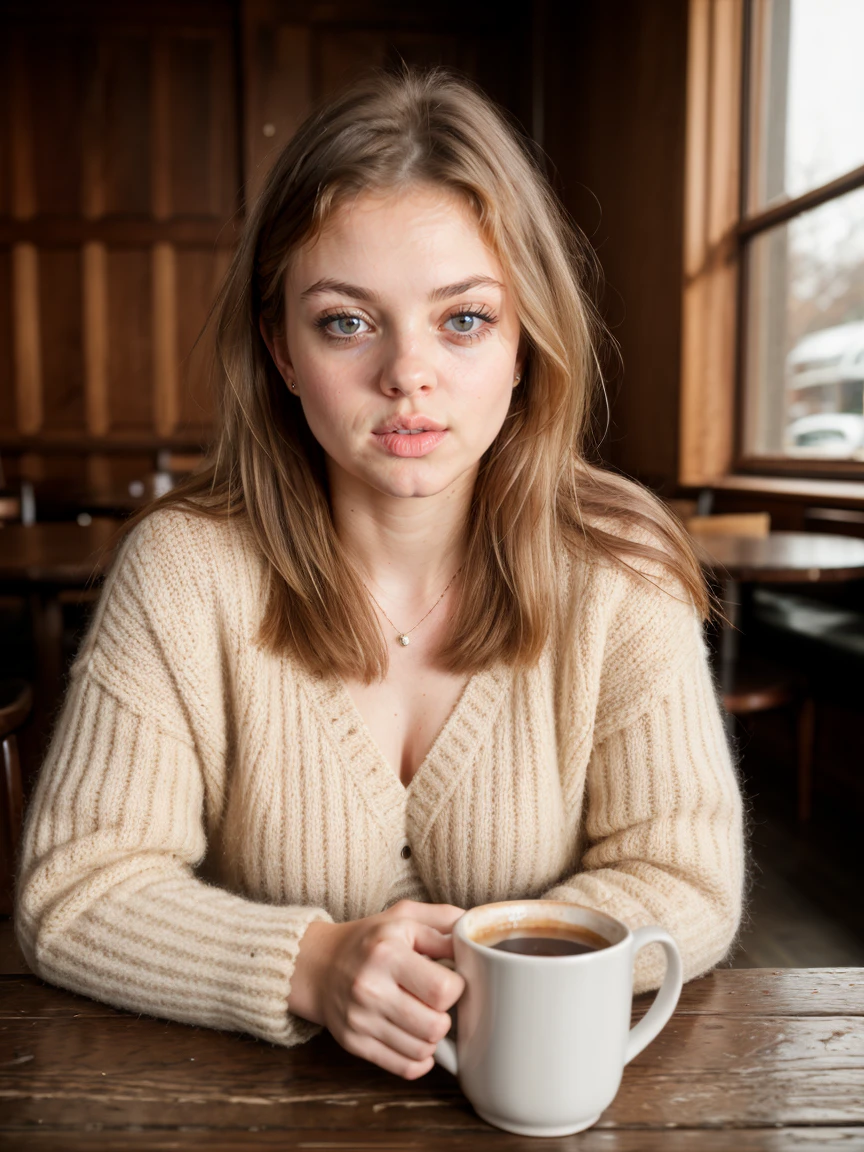 RAW photograph, tv_Flora_Grossmann_MXAI
BREAK
, wearing a cozy knitted sweater, sitting in a café, holding a steaming mug with both hands, happy expression,
 BREAK, (((Ultra-HD-details, Ultra-HD-detailed, Ultra-HD-realistic, Ultra-HD-photo-same-realistic-quality-details))), 8k uhd, dslr, soft lighting, high quality, film grain, Fujifilm XT3