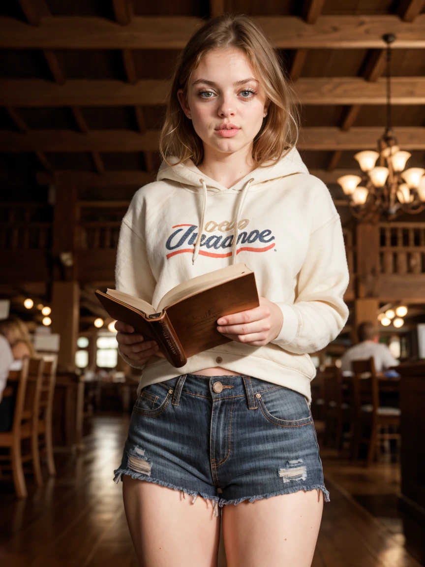 RAW photograph, tv_Flora_Grossmann_MXAI
BREAK
, intense expression, wearing shorts and a hoodie, reading a book in a huge old library, full body shot,
 BREAK, (((Ultra-HD-details, Ultra-HD-detailed, Ultra-HD-realistic, Ultra-HD-photo-same-realistic-quality-details))), 8k uhd, dslr, soft lighting, high quality, film grain, Fujifilm XT3