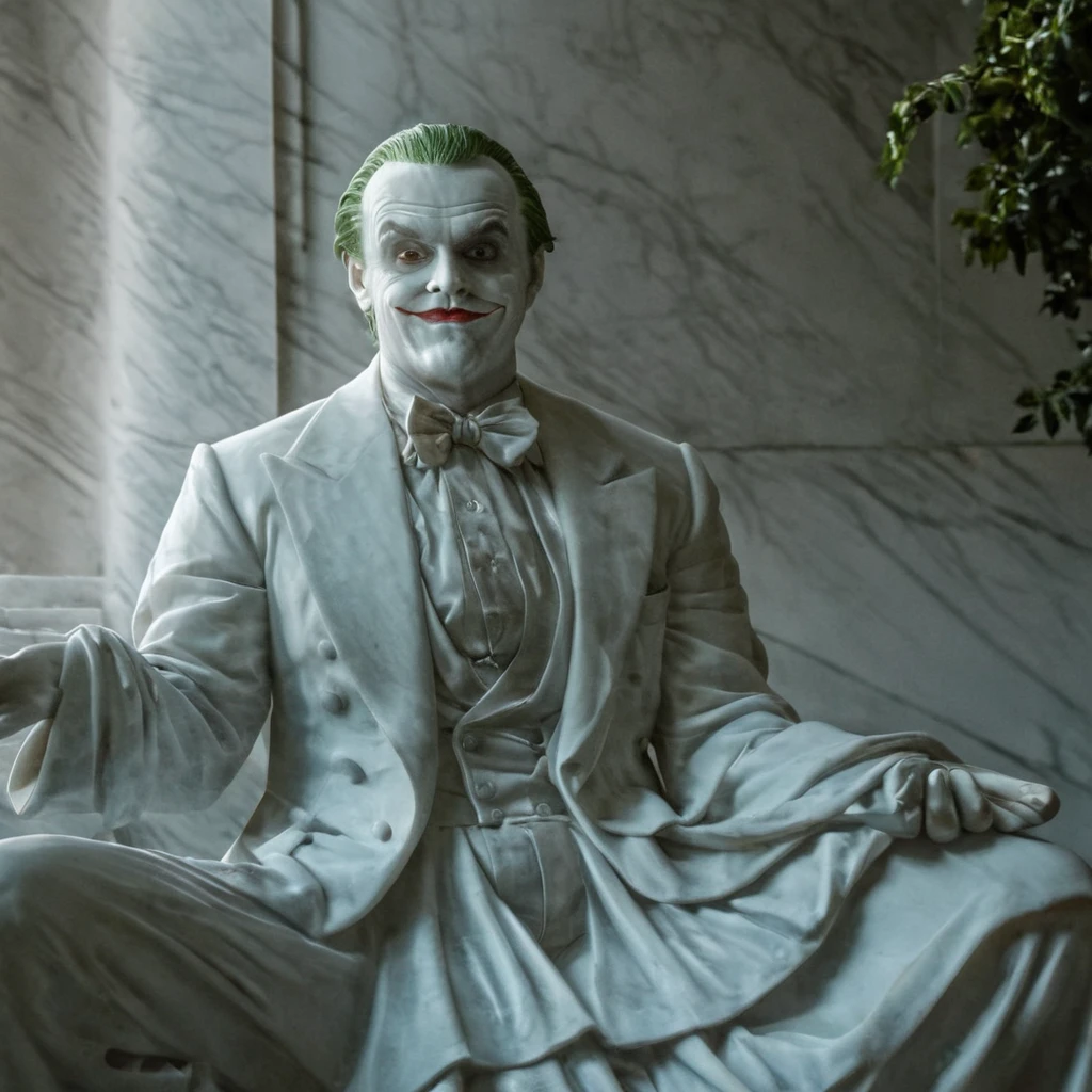 UHD, 4k, ultra detailed, cinematic, a photograph of  <lora:perfection style:0.3>
<lora:joker 89:0.6>
Marble sculpture statue of a joker89, epic, beautiful lighting, inpsiring <lora:sculpture v3:1>