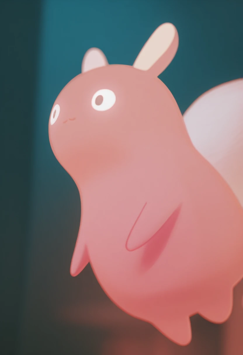 Bosstyle, Silhouette of a cute girl looking up at a floating ethereal pink Bunny fairy, resembling a gentle celestial creature, Atmospheric haze, Film grain, cinematic film still, shallow depth of field, highly detailed, high budget, cinemascope, moody, epic, 2000s vintage RAW photo, photorealistic, candid camera, color graded cinematic, eye catchlights, atmospheric lighting, shallow dof