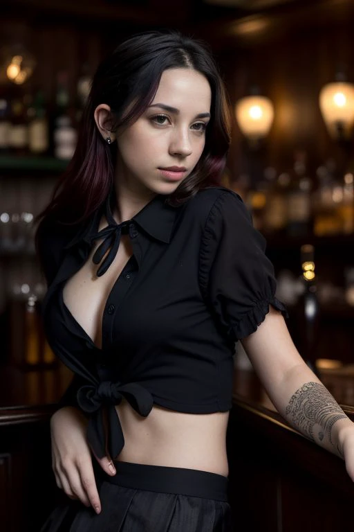 Merger_liv_penlet
(working in a dark atmospheric bar, working behind the bar, pulling pints, bar, dark wood bar, atmospheric, wearing a shirt and tie and skirt:1.2),
bokeh, f1.4, 40mm, photorealistic, raw, 8k, textured skin, skin pores, intricate details <lora:epi_noiseoffset2:1>, epiCRealism
