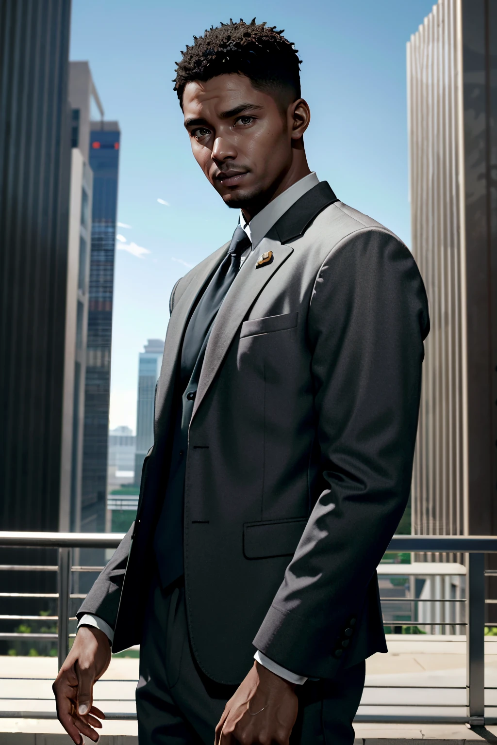 ((ultra detailed, masterpiece, absurdres))
 <lora:WDMarkus:0.8>
WDMarkus, 1boy, very dark skin, brown eyes, short hair, looking at viewer, posing in a tailored suit against a backdrop of skyscrapers