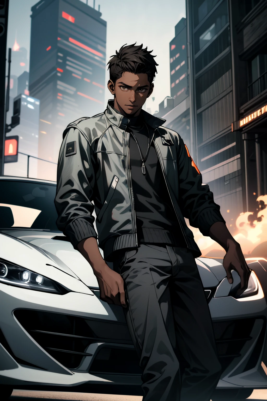 ((ultra detailed, masterpiece, absurdres))
<lora:WDMarkus:0.8>
WDMarkus, 1boy, very dark skin, brown eyes, short hair, looking at viewer, posing in front of a sleek sports car, with the engine revving and exhaust billowing