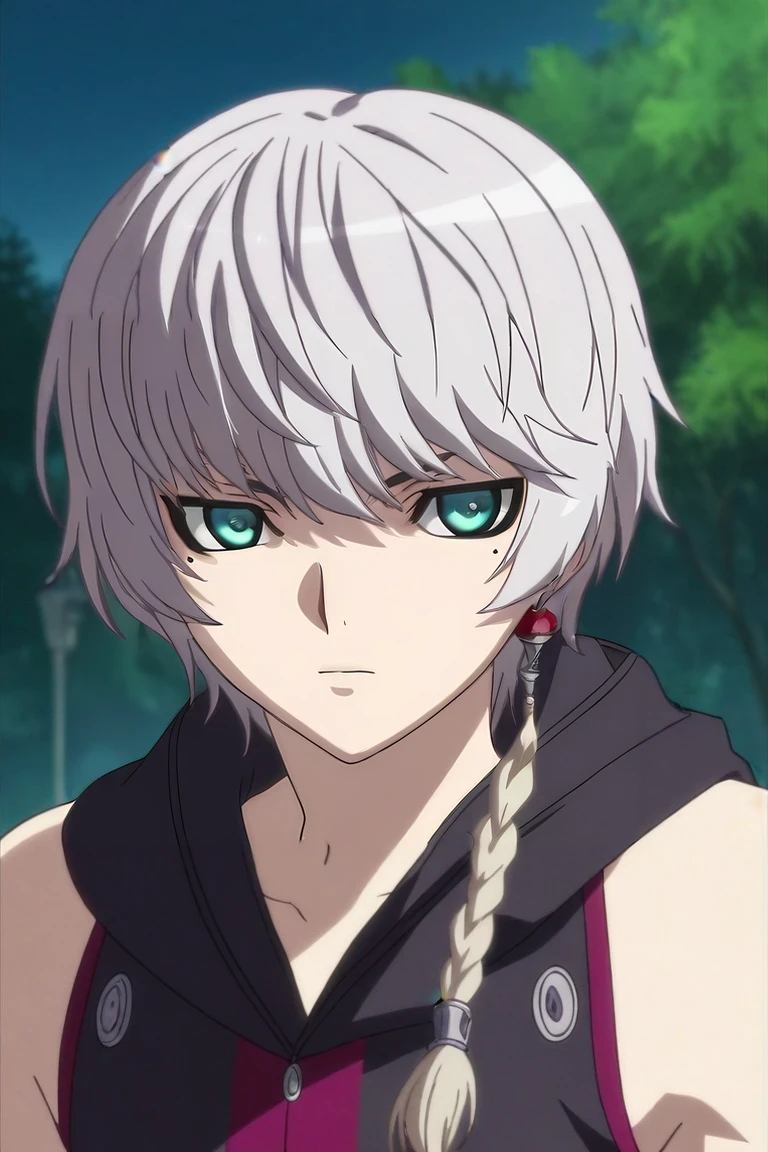 score_9, score_8_up, score_7_up, , rating_safe, , anime screencap, anime coloring, official style, , depth of field, 1boy, solo, male focus, <lora:alexander_nikolaevich_hell_pony:1>, alexander_nikolaevich_hell, grey hair, blue eyes, short hair, mole, mole under eye, braid, , , <lora:sdxl_lightning_8step_lora:1>