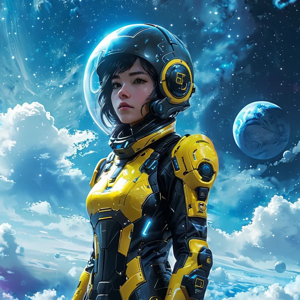 masterpiece,8k,high resolution,
 <lora:space_backround-XL-7:0.4>,
 <lora:Space_clothes-xl-8:0.6>,
space_backround,space_space,
1girl,solo,helmet,space suit,cyberpunk,female focus,portrait,planet, scenery, cloud, space, star (sky), sky,yellow theme