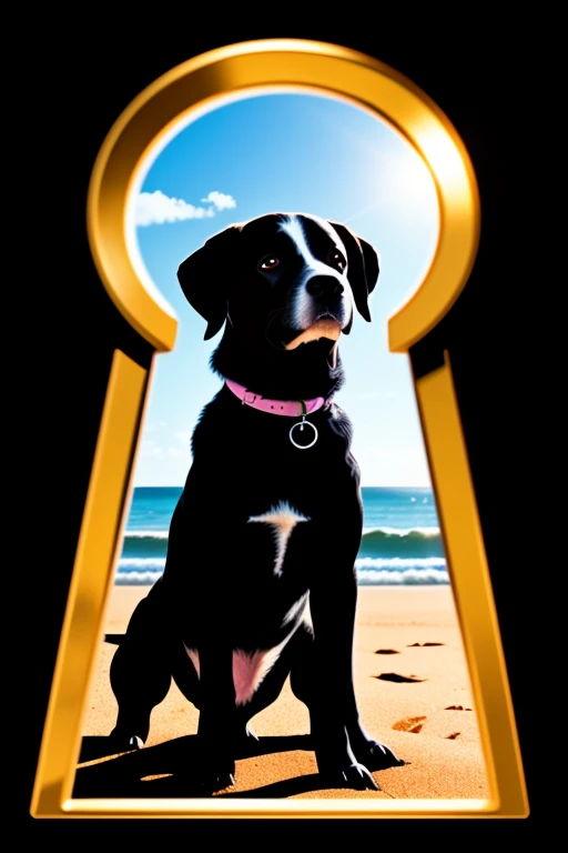 <lora:Keyhole_Art-10:0.85> keyhole_art, dog on a beach,<lora:LCM_SD15:1.0>