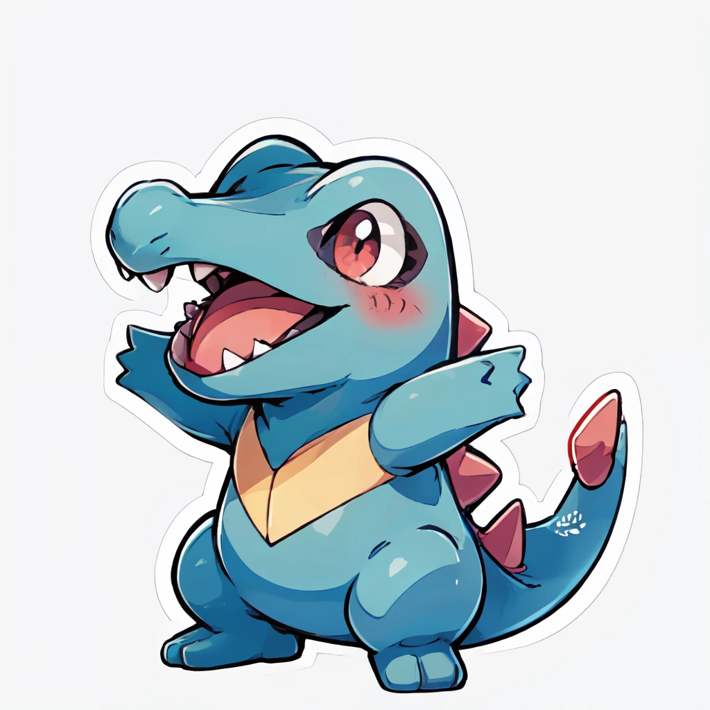 <lora:Kawaii:0.6>,     solo, blush, smile, closed mouth,   <lora:Totodile_Pokemon_v2:0.8>, totodile,    simple background,