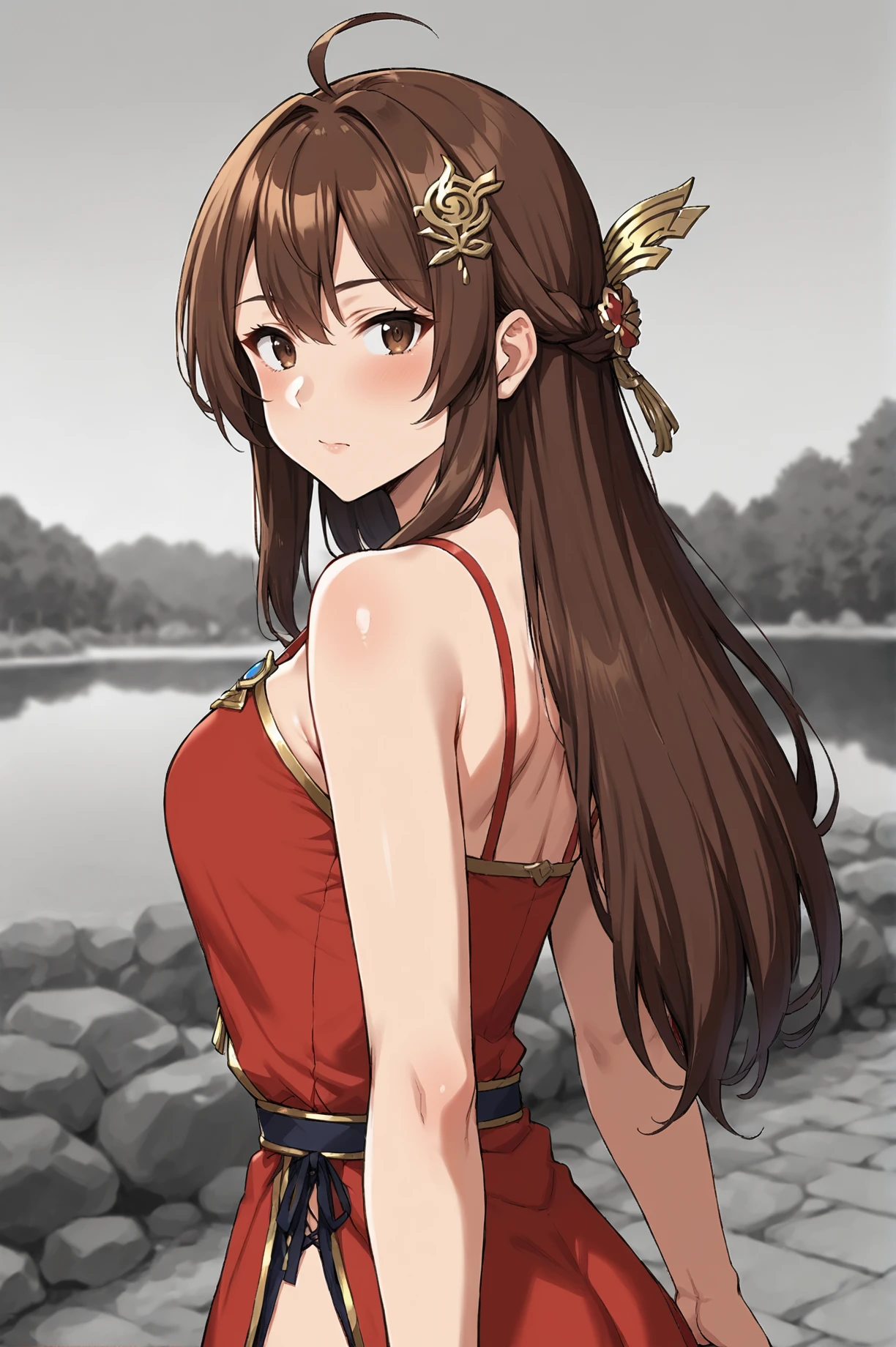 attractive korean woman, ripped muscle, muscular body, small breast, pale skin, smile(blush), nude, crown, slit skirt, thin chain necklace, sixpack abs, [ultra detailed skin:1.2], brown hair, wavy hair, 8k uhd, pussy, full body, crowd, public, night, standing,