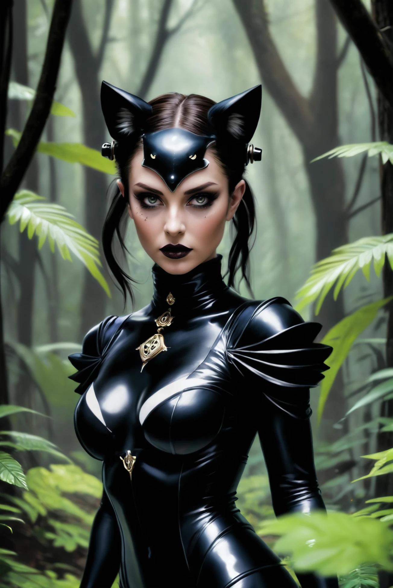 <lora:EnvyPredatoryXL01:1.35>lusty steampunk noir, Enchanted Forest