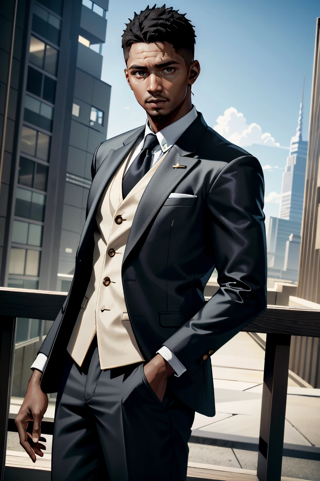 ((ultra detailed, masterpiece, absurdres))
<lora:WDMarkus:0.8>
WDMarkus, 1boy, very dark skin, brown eyes, short hair, looking at viewer, posing in a tailored suit against a backdrop of skyscrapers