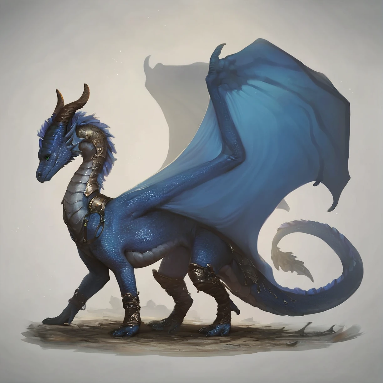 <lora:Female_Feral_Dragon_Concept_PonyXL:0.65> feral, western dragon, score_9, score_8_up, score_7_up, score_6_up, score_5_up, score_4_up, source_furry, rating_safe,  female, wings, detailed background, fantasy, full body, quadruped, folded wings, dark blue hair, green eyes, blue body, in an igloo,  fantasy, detailed scales