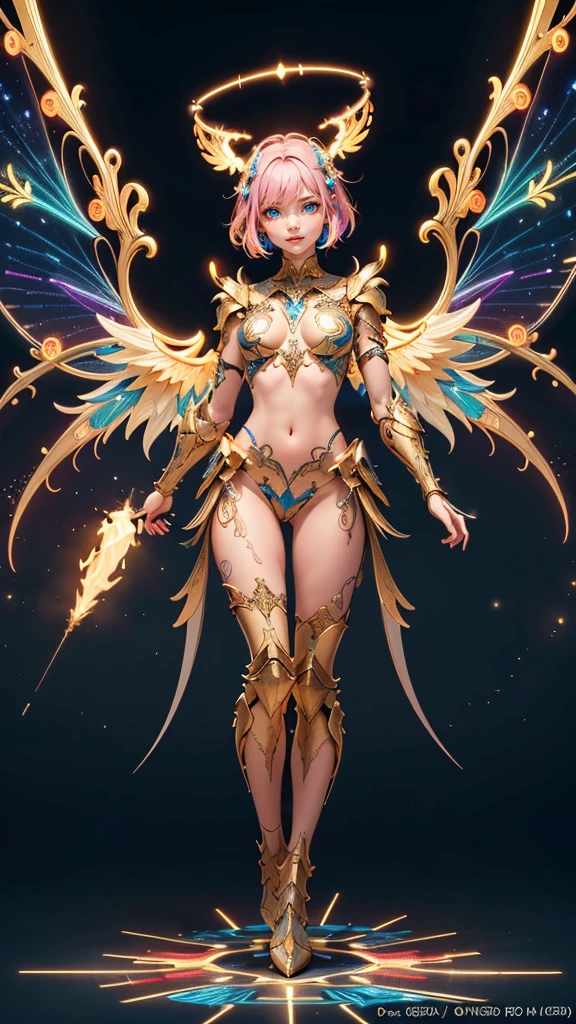 (best quality, masterpiece, colorful, dynamic angle, highest detailed)upper body photo, full body photo, fashion photography of cute mechangel, glowing 4 wings, solo, glowing armor, glowing halo, building, glowing mechanical 4 wings (intricate details, hyperdetailed:1.15), detailed, light passing through hair, (official art, extreme detailed, highest detailed), HDR+