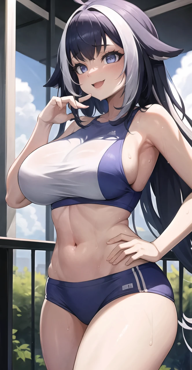 absurdres, highres. 4k, uhd. (masterpiece, best quality, high quality, highres, ultra-detailed).
<lora:Shylily v1.1:0.8> ,
sideboob, sportswear, 
midriff, 
smile, sweat, 
apartment,