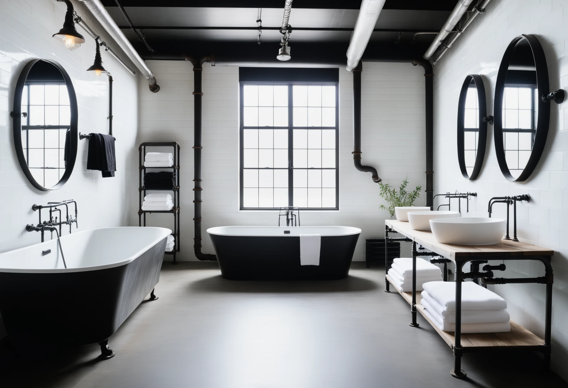 an Industrial bathroom  ,Jed-Ind  ,<lora:IndustrialInteriors-000009:0.7>