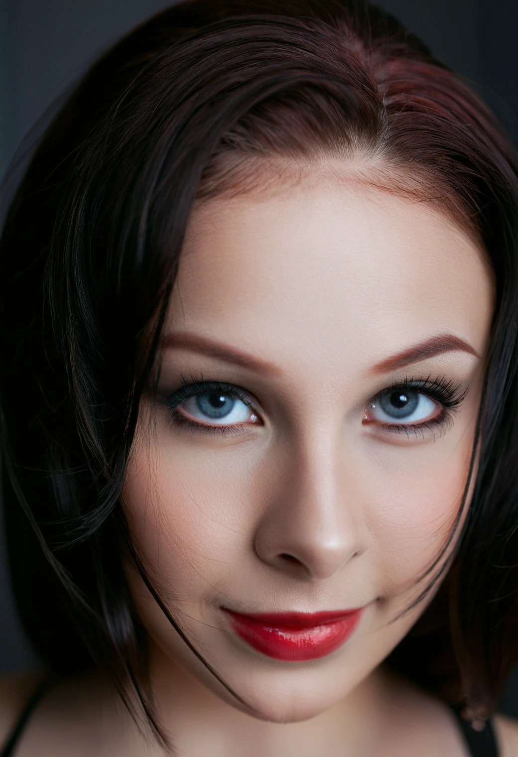 Dark Romance (Gothic Vibes)
<lora:MoCGiannaMichaels_SDXL_v1.0.DORA:1>
Envision a captivating artistic headshot of a MoCGiannaMichaels woman with hair styled straight in a lob. Let her gaze happily into the camera, exuding a mischievous grin. Utilize a stark black night city background and soft, diffused light to illuminate her face, creating a clean and modern aesthetic. Maintain high resolution for detail, capturing the texture of her hair and the subtle details of her makeup. Keep film grain minimal for a timeless look.
Narrow aperture (deep depth of field:0.9), dramatic lighting with strong shadows, high detail with some visible film grain, cool color palette with dark accents, strong vignette, low (key light:0.3) light for a mysterious feel, sharp focus on the model's face and clothing with a focus on dramatic poses and expressions.