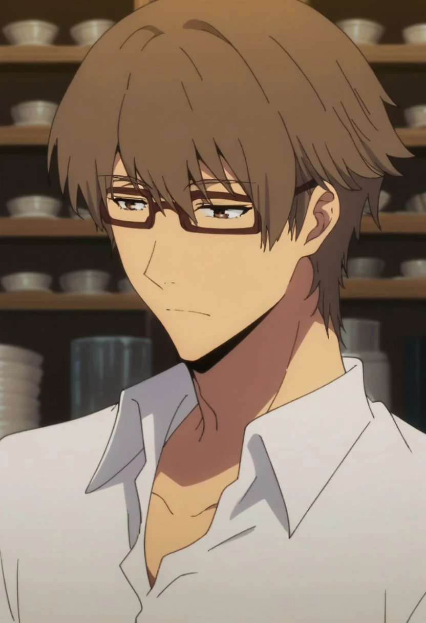 score_9, score_8_up, score_7_up, source_anime, rating_safe, Kyudaddy, 1boy, male focus, anime screencap, glasses, sighahay--still can't get over it