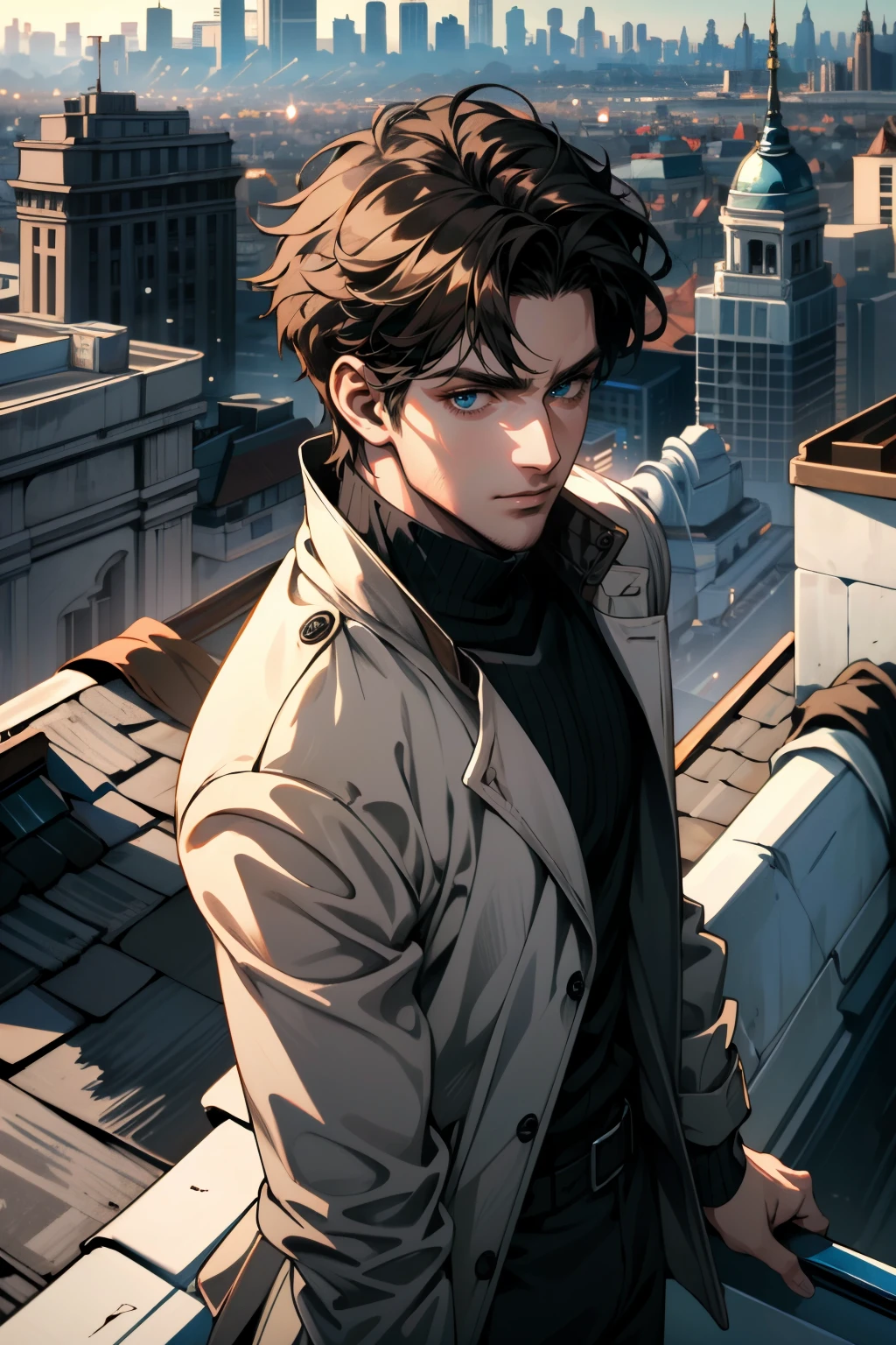 ((ultra detailed, masterpiece, absurdres))
 <lora:WDAiden:0.8>
WDAiden, 1boy, brown hair, blue eyes, looking at viewer, posing confidently on a rooftop overlooking a city skyline