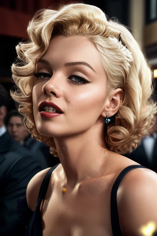 Luxury product style cinematic film still (masterpiece,best quality:1.2), high detailed,realistic,3monroe, a blonde woman with blue eyes and mole on cheek, , shallow depth of field, vignette, highly detailed, high budget Hollywood film, cinemascope, moody, epic, gorgeous,by Ellen von Unwerth, Elegant, sophisticated, high-end, luxurious, professional, highly detailed<lora:Marilyn MonroeSD_v1.0:1>