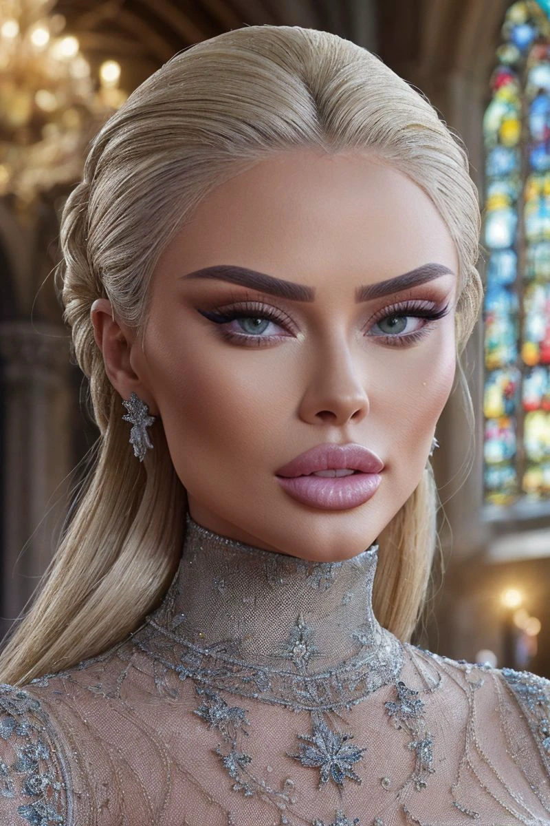 headshot of S459_AdinaTatiana,a stylish woman,in a (church:1.1),wearing a (turtleneck),(updo-hair),(4k, RAW photo, best quality, 50mm, depth of field, ultra high res:1.1),(intricate, photorealistic, cinematic-shot, masterpiece, ultra-detailed:1.1),