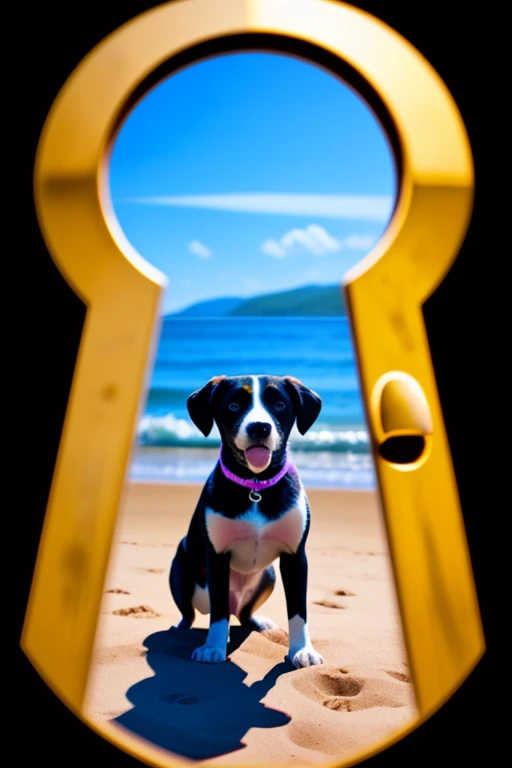 <lora:Keyhole_Art-10:0.85> keyhole_art, dog on a beach,<lora:LCM_SD15:1.0>