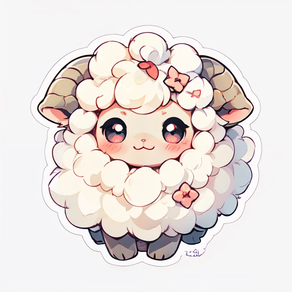 <lora:Kawaii:0.8>,     solo, looking at viewer, blush, smile, simple background, closed mouth, horns, no humans, :3, black background, sheep, fluffy